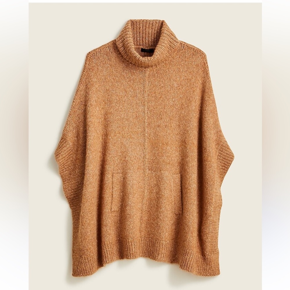 J.Crew camel turtleneck poncho sweater